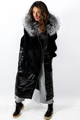 Women's exclusive long Parka coat with silver fox fur